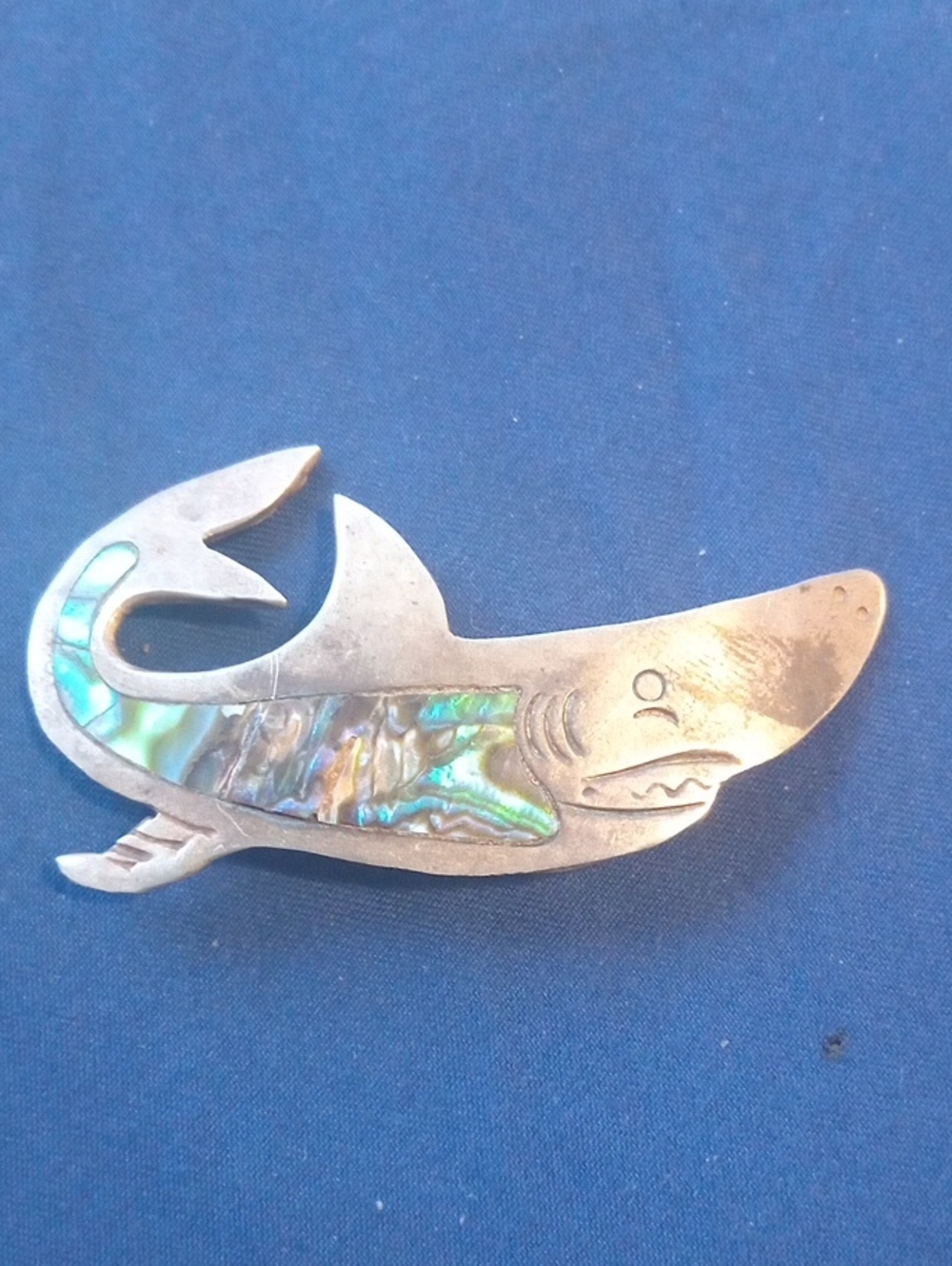 Vintage Taxco Mexican Silver Shark Brooche Pin